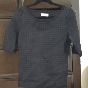 Calvin Klein Charcoal Short Sleeve Textured Knit Top
